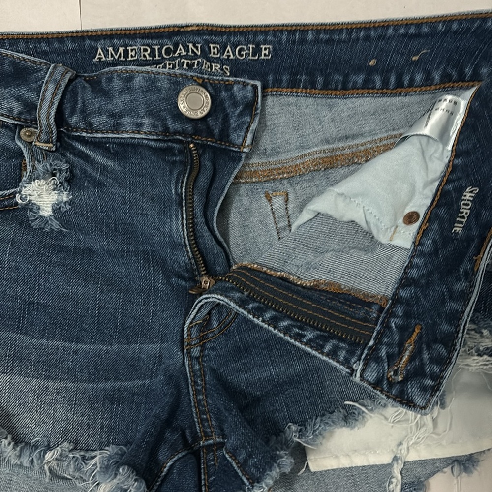 American Eagle Shortie denim jean shorts size: 12 - Picture 2 of 6